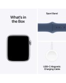 Apple Watch SE 2nd Gen GPS 44mm Silver Aluminium Case with Denim Sport Band M/L