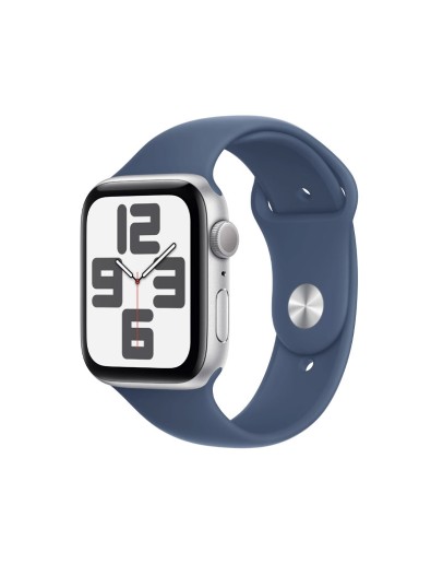 Apple Watch SE 2nd Gen GPS 44mm Silver Aluminium Case with Denim Sport Band M/L