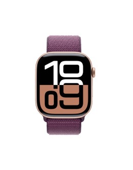 Apple Watch Series 10 46mm, GPS Rose Gold Aluminium Case with Plum Sport Loop