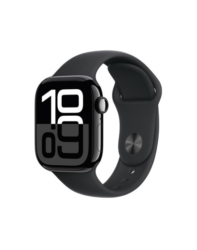 Apple Watch 10 42mm, GPS Jet Black Aluminium with Black Sport Band S/M